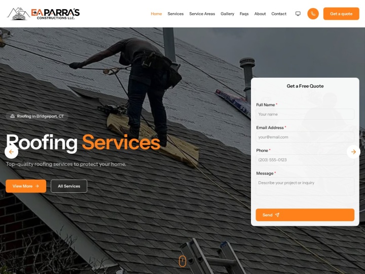 Sitio web de E. Parras Construction