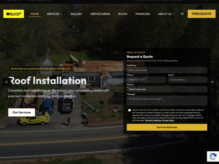 Sitio web de EliteX Roofing