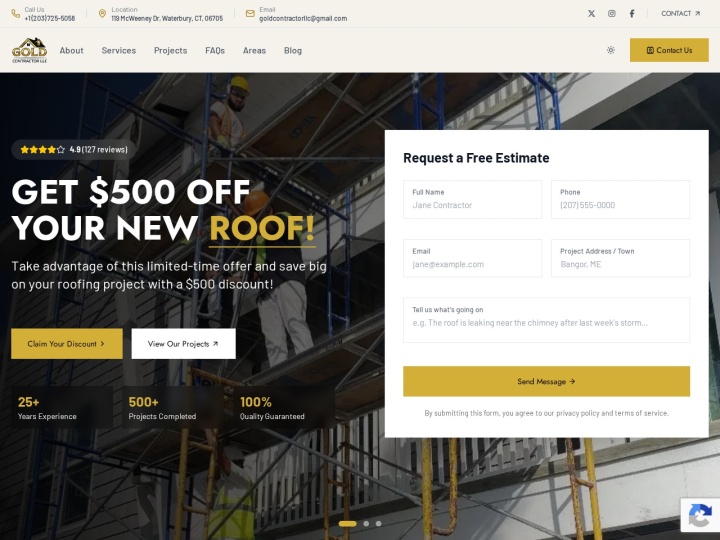 Página web de goldcontractorllc.com