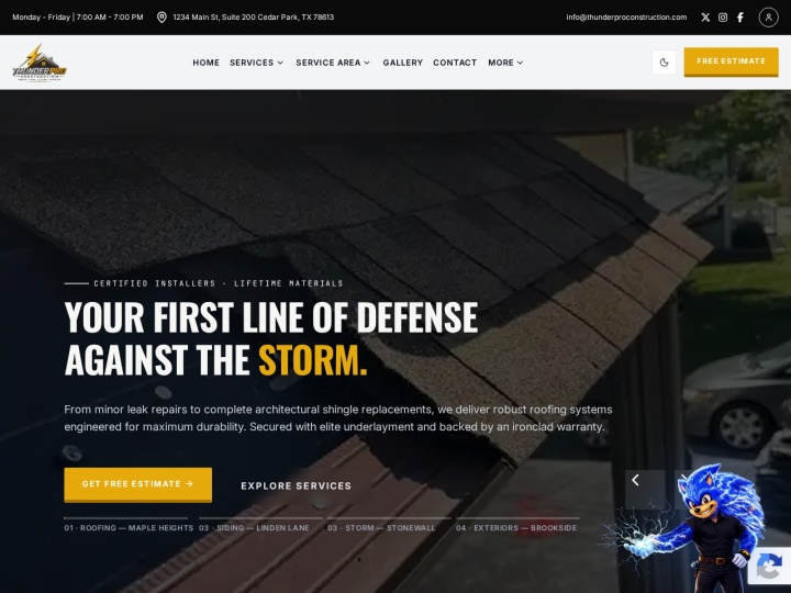 Página web de thunderproconstruction.com