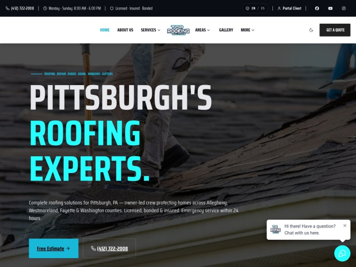 Página web de toproofingsolutions.com